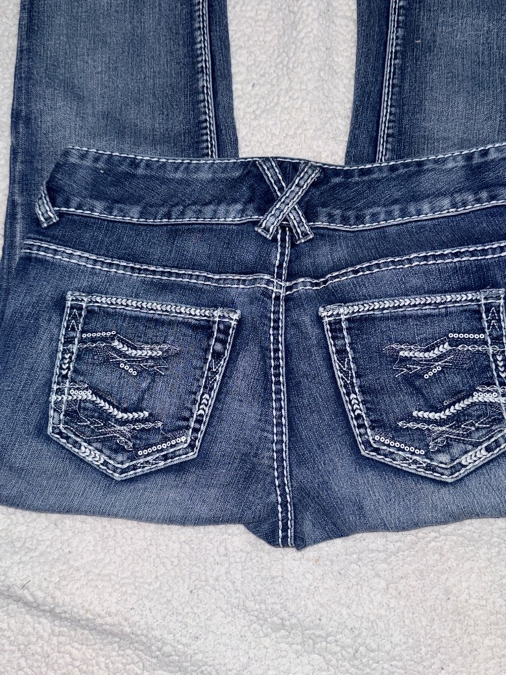 Maurices Dark Blue Embellished Back Pocket Jeans